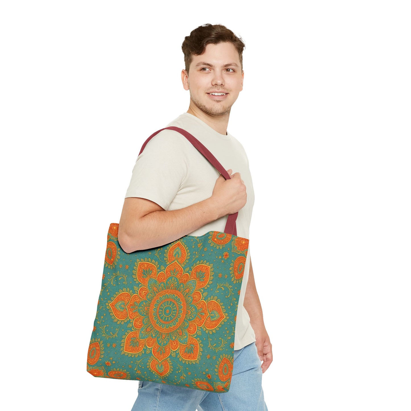 Boho Floral Tote Bag: Colorful Bohemian Shopping Handbag