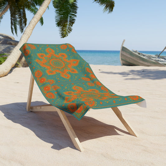 Boho Floral Beach Towel | Luxury Mandala Print, Lightweight Summer Poolside & Travel Essential